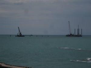 Pile driving work on the 'new' Sochi beachline